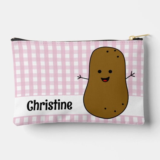 Roze Gingham Bruin Aardappel Custom Etui (Achterkant)