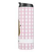Roze Gingham Bruine Aardappel Custom Thermobeker Thermosbeker (Geroteerd rechts)