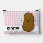 Roze Gingham Bruine Aardappel Op Maat Etui (Achterkant)