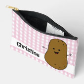 Roze Gingham Bruine Aardappel Op Maat Etui (Open)