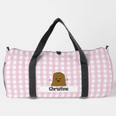 Roze Gingham Bruine Aardappel Op Maat Plunjezak (Achterkant)