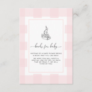 Roze Gingham Bunny Books Request Insert Kaart