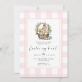 Roze Gingham Bunny Paaseierjacht Kaart (Voorkant)