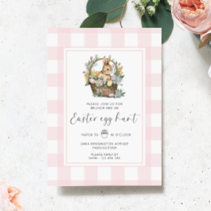 Roze Gingham Bunny Paaseierjacht Kaart