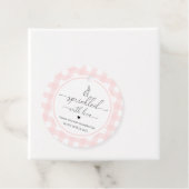 Roze Gingham Bunny Rabbit geprinkeerd met liefde Bedankjes Labels (In situ)