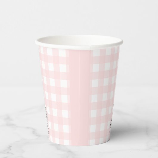 Roze Gingham Bunny Rabbit Paper cup Papieren Bekers (Rechts)