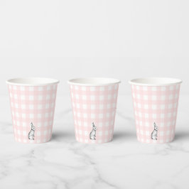 Roze Gingham Bunny Rabbit Paper cup Papieren Bekers