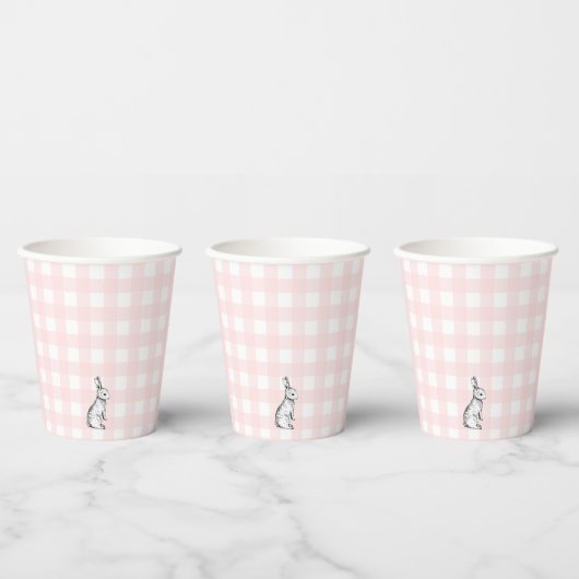 Roze Gingham Bunny Rabbit Paper cup Papieren Bekers (Multi)