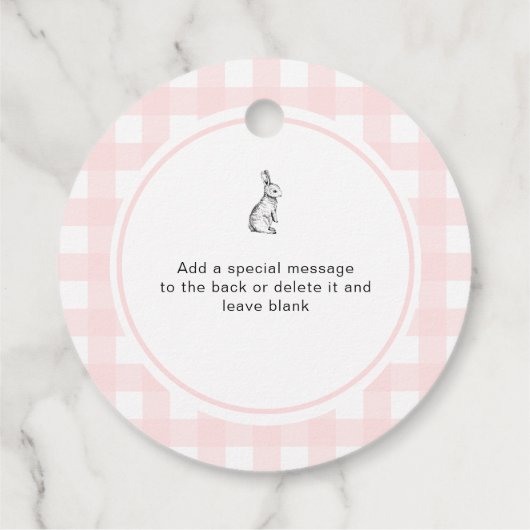 Roze Gingham Bunny Rabbit Pop het als ze Pop Bedankjes Labels (Achterkant)