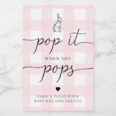 Roze Gingham Bunny Rabbit Pop het als ze Pop Wijn Etiket (Enkel label)