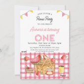 Roze Gingham Bunting Vlaggen Picknick 1e Verjaarda Kaart (Voorkant)