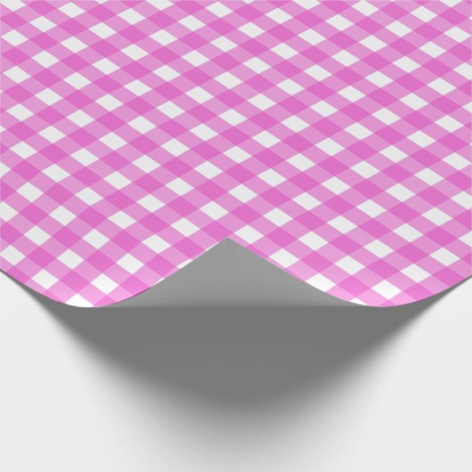 Roze gingham cadeaupapier (Hoek)