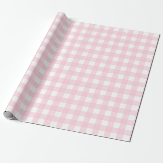 Roze Gingham Cadeaupapier (Uitgerold)