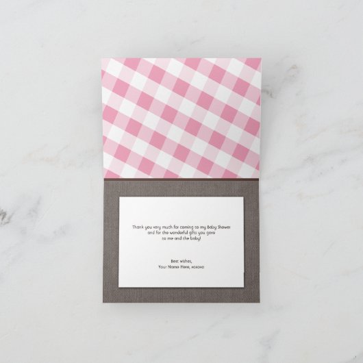 Roze Gingham Canvas Bedankt voor je kaarten (Binnen)