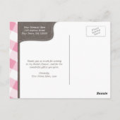Roze Gingham Canvas Dank je Briefkaarten (Achterkant)