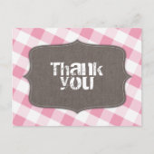 Roze Gingham Canvas Dank je Briefkaarten (Voorkant)