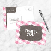 Roze Gingham Canvas Dank je Briefkaarten