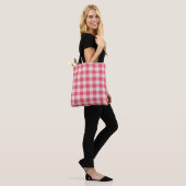 Roze Gingham Canvas tas – Schattige & Gezellig Pic (Op model)