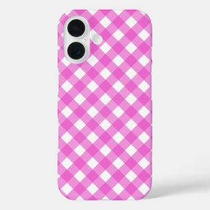Roze gingham iPhone 16 hoesje