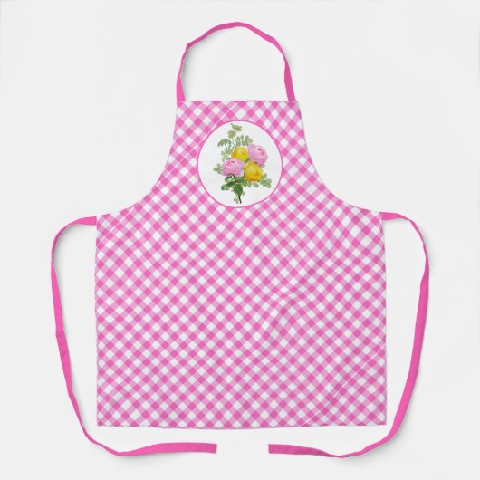 Roze Gingham Check All-in-druk Schort (Voorkant)