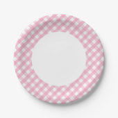 Roze Gingham Check Patroon 2 Papieren Bordje (Voorkant)