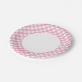 Roze Gingham Check Patroon 2 Papieren Bordje (Gekanteld)