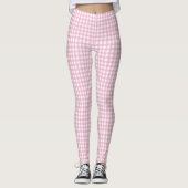  roze gingham Check Patroon Leggings (Voorkant)