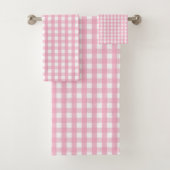 Roze Gingham Check Pattern Bad Handdoek (Insitu)