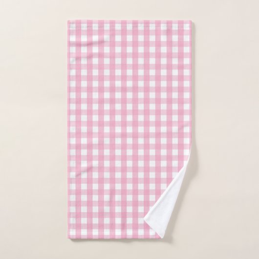 Roze Gingham Check Pattern Bad Handdoek (Handdoek)