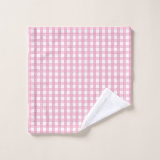 Roze Gingham Check Pattern Bad Handdoek (Wasdoekje)