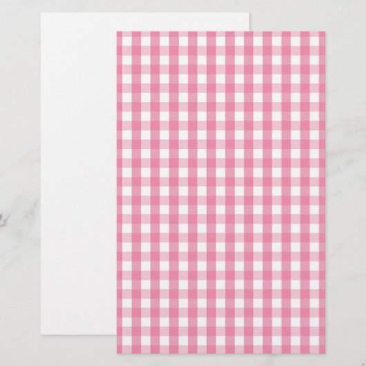 Roze Gingham Check Pattern Briefpapier (Voorkant / Achterkant)