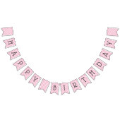 Roze Gingham Check Pattern Happy Birthday Vlaggetjes (Alle)