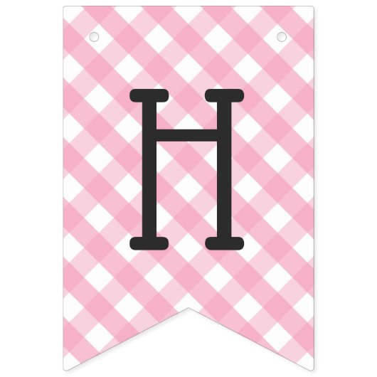 Roze Gingham Check Pattern Happy Birthday Vlaggetjes (Tweede vlag)