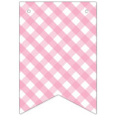 Roze Gingham Check Pattern Happy Birthday Vlaggetjes (Eerste vlag)
