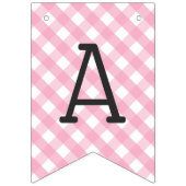 Roze Gingham Check Pattern Happy Birthday Vlaggetjes (Derde vlag)