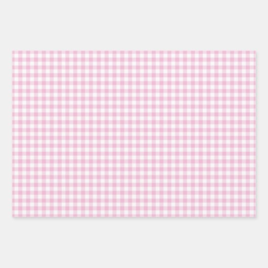 Roze Gingham Check Pattern Inpakpapier Vel (Voorkant 3)