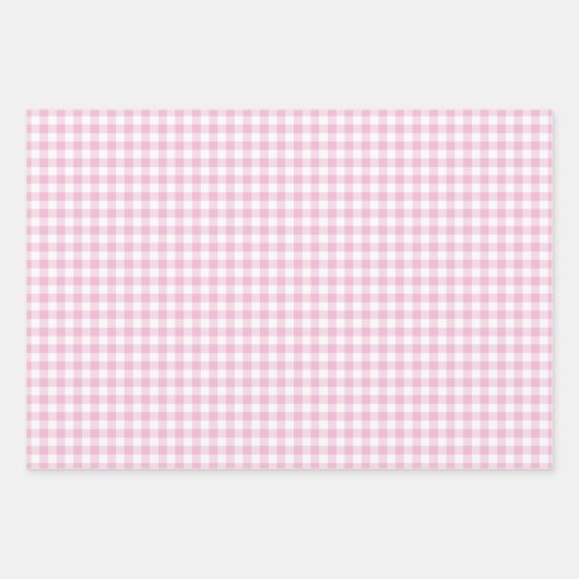 Roze Gingham Check Pattern Inpakpapier Vel (Voorkant)
