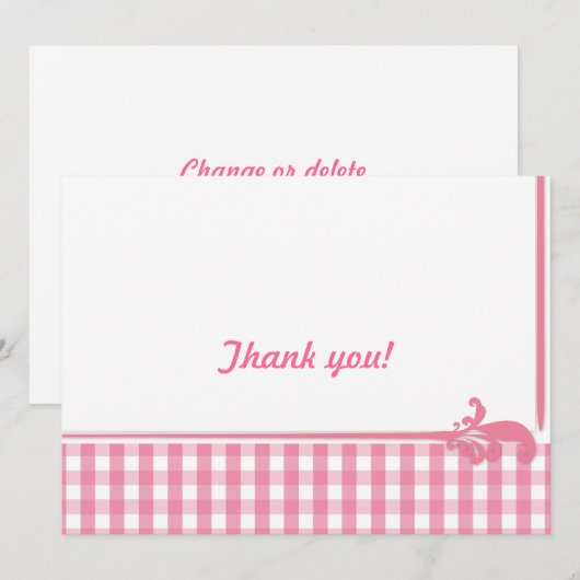 Roze Gingham Check Pattern Kaart (Voorkant / Achterkant)