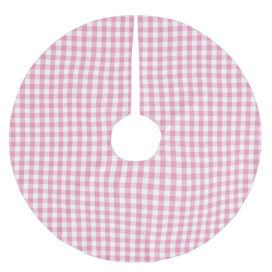 Roze Gingham Check Pattern Kerstboom Rok (Voorkant)