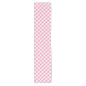 Roze Gingham Check Pattern Korte Tafelloper (Voorkant)