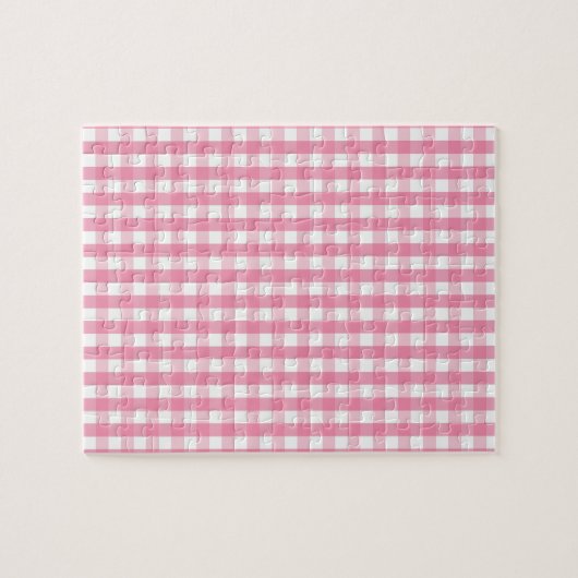 Roze Gingham Check Pattern Legpuzzel (Horizontaal)