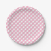 Roze Gingham Check Pattern Papieren Bordje (Voorkant)