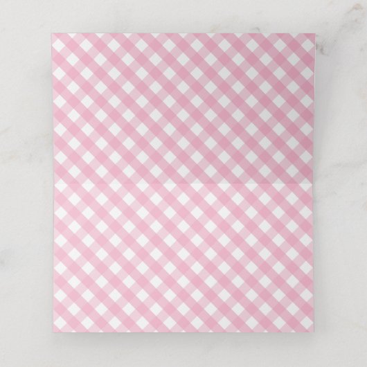 Roze Gingham Check Pattern Plaatskaartje (Binnenkant ongevouwen)