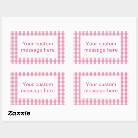 Roze Gingham Check Pattern Rechthoekige Sticker (Vel)