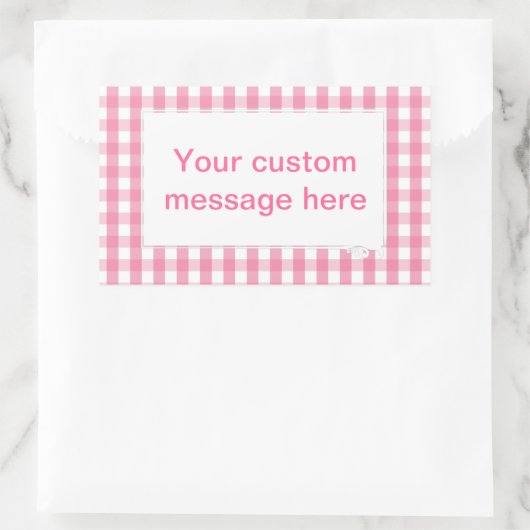 Roze Gingham Check Pattern Rechthoekige Sticker (Tas)