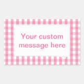 Roze Gingham Check Pattern Rechthoekige Sticker (Voorkant)