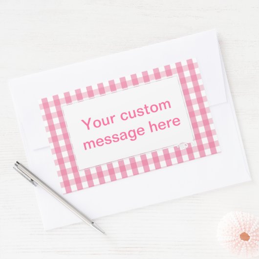 Roze Gingham Check Pattern Rechthoekige Sticker (Envelop)