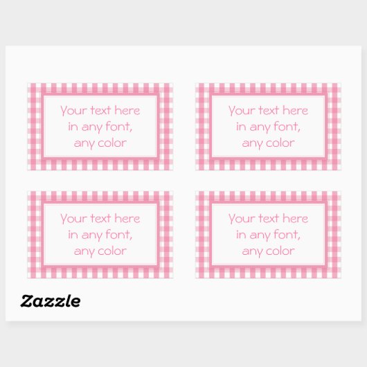 Roze Gingham Check Pattern Rechthoekige Sticker (Vel)