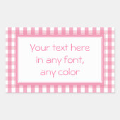 Roze Gingham Check Pattern Rechthoekige Sticker (Voorkant)
