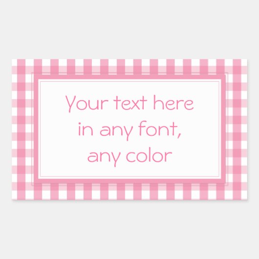 Roze Gingham Check Pattern Rechthoekige Sticker (Voorkant)